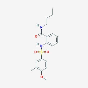 molecular formula C19H24N2O4S B4777419 N-butyl-2-{[(4-methoxy-3-methylphenyl)sulfonyl]amino}benzamide 