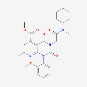 molecular formula C26H30N4O6 B4777433 methyl 3-{2-[cyclohexyl(methyl)amino]-2-oxoethyl}-1-(2-methoxyphenyl)-7-methyl-2,4-dioxo-1,2,3,4-tetrahydropyrido[2,3-d]pyrimidine-5-carboxylate 