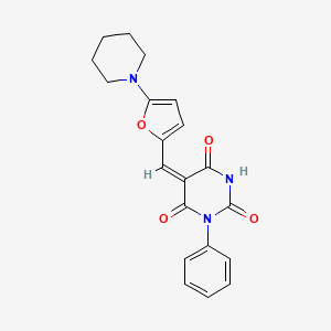 molecular formula C20H19N3O4 B4777448 1-phenyl-5-{[5-(1-piperidinyl)-2-furyl]methylene}-2,4,6(1H,3H,5H)-pyrimidinetrione 