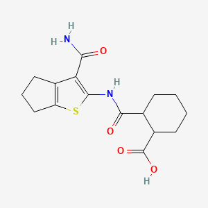 molecular formula C16H20N2O4S B4777449 2-({[3-(aminocarbonyl)-5,6-dihydro-4H-cyclopenta[b]thien-2-yl]amino}carbonyl)cyclohexanecarboxylic acid 