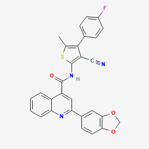 molecular formula C29H18FN3O3S B4777455 2-(1,3-benzodioxol-5-yl)-N-[3-cyano-4-(4-fluorophenyl)-5-methyl-2-thienyl]-4-quinolinecarboxamide 