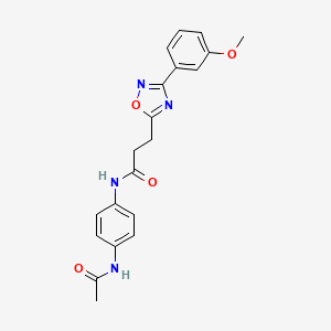molecular formula C20H20N4O4 B4777457 N-[4-(acetylamino)phenyl]-3-[3-(3-methoxyphenyl)-1,2,4-oxadiazol-5-yl]propanamide 