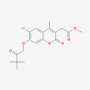 molecular formula C19H21ClO6 B4777485 methyl [6-chloro-7-(3,3-dimethyl-2-oxobutoxy)-4-methyl-2-oxo-2H-chromen-3-yl]acetate 