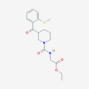 molecular formula C18H24N2O4S B4777490 ethyl N-({3-[2-(methylthio)benzoyl]-1-piperidinyl}carbonyl)glycinate 