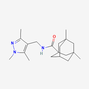 molecular formula C20H31N3O B4777503 3,5-dimethyl-N-[(1,3,5-trimethyl-1H-pyrazol-4-yl)methyl]-1-adamantanecarboxamide 