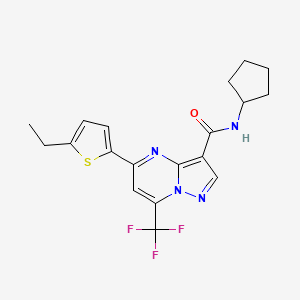 molecular formula C19H19F3N4OS B4777552 N-cyclopentyl-5-(5-ethyl-2-thienyl)-7-(trifluoromethyl)pyrazolo[1,5-a]pyrimidine-3-carboxamide 