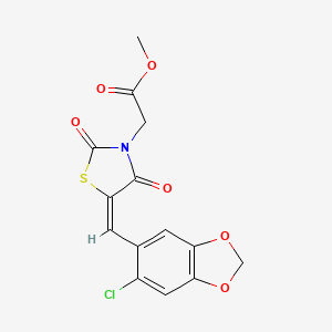 molecular formula C14H10ClNO6S B4777567 methyl {5-[(6-chloro-1,3-benzodioxol-5-yl)methylene]-2,4-dioxo-1,3-thiazolidin-3-yl}acetate 