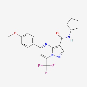 molecular formula C20H19F3N4O2 B4777676 N-cyclopentyl-5-(4-methoxyphenyl)-7-(trifluoromethyl)pyrazolo[1,5-a]pyrimidine-3-carboxamide 