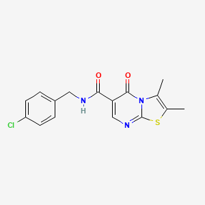 molecular formula C16H14ClN3O2S B4777684 N-(4-chlorobenzyl)-2,3-dimethyl-5-oxo-5H-[1,3]thiazolo[3,2-a]pyrimidine-6-carboxamide 