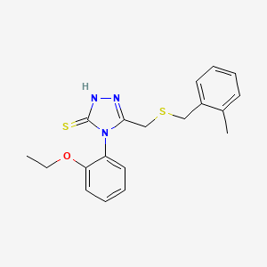 molecular formula C19H21N3OS2 B4777690 4-(2-ethoxyphenyl)-5-{[(2-methylbenzyl)thio]methyl}-4H-1,2,4-triazole-3-thiol 