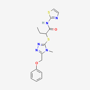 molecular formula C17H19N5O2S2 B4777726 2-{[4-methyl-5-(phenoxymethyl)-4H-1,2,4-triazol-3-yl]thio}-N-1,3-thiazol-2-ylbutanamide 