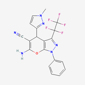 molecular formula C19H13F5N6O B4777729 6-amino-4-(1-methyl-1H-pyrazol-3-yl)-3-(pentafluoroethyl)-1-phenyl-1,4-dihydropyrano[2,3-c]pyrazole-5-carbonitrile 