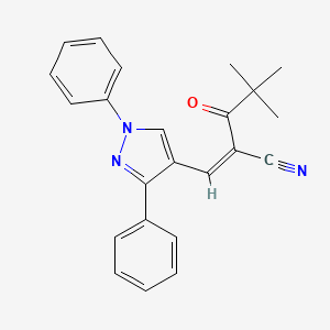 2-(2,2-dimethylpropanoyl)-3-(1,3-diphenyl-1H-pyrazol-4-yl)acrylonitrile