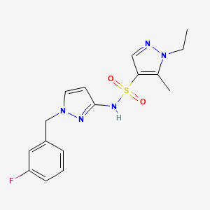 molecular formula C16H18FN5O2S B4777756 1-ethyl-N-[1-(3-fluorobenzyl)-1H-pyrazol-3-yl]-5-methyl-1H-pyrazole-4-sulfonamide 