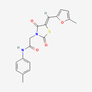 molecular formula C18H16N2O4S B4777764 2-{5-[(5-methyl-2-furyl)methylene]-2,4-dioxo-1,3-thiazolidin-3-yl}-N-(4-methylphenyl)acetamide 