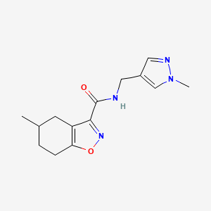 molecular formula C14H18N4O2 B4777778 5-methyl-N-[(1-methyl-1H-pyrazol-4-yl)methyl]-4,5,6,7-tetrahydro-1,2-benzisoxazole-3-carboxamide 