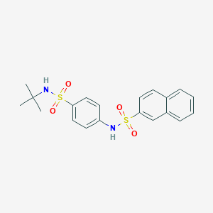 molecular formula C20H22N2O4S2 B4777779 N-{4-[(tert-butylamino)sulfonyl]phenyl}-2-naphthalenesulfonamide 