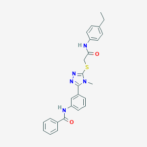 molecular formula C26H25N5O2S B477778 N-[3-[5-[2-(4-ethylanilino)-2-oxoethyl]sulfanyl-4-methyl-1,2,4-triazol-3-yl]phenyl]benzamide CAS No. 428855-96-3