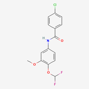 molecular formula C15H12ClF2NO3 B4777807 4-chloro-N-[4-(difluoromethoxy)-3-methoxyphenyl]benzamide 
