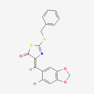molecular formula C18H12BrNO3S2 B4777829 2-(benzylthio)-4-[(6-bromo-1,3-benzodioxol-5-yl)methylene]-1,3-thiazol-5(4H)-one 