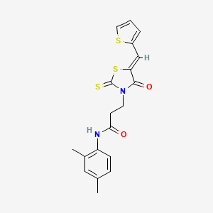 molecular formula C19H18N2O2S3 B4777850 N-(2,4-dimethylphenyl)-3-[4-oxo-5-(2-thienylmethylene)-2-thioxo-1,3-thiazolidin-3-yl]propanamide 