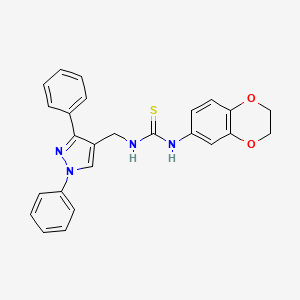 molecular formula C25H22N4O2S B4777890 N-(2,3-dihydro-1,4-benzodioxin-6-yl)-N'-[(1,3-diphenyl-1H-pyrazol-4-yl)methyl]thiourea 