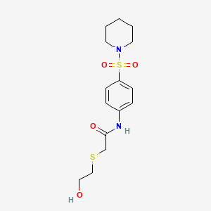 molecular formula C15H22N2O4S2 B4777911 2-[(2-hydroxyethyl)thio]-N-[4-(1-piperidinylsulfonyl)phenyl]acetamide 