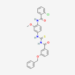 molecular formula C29H24ClN3O4S B4777947 N-{4-[({[3-(benzyloxy)benzoyl]amino}carbonothioyl)amino]-2-methoxyphenyl}-2-chlorobenzamide 