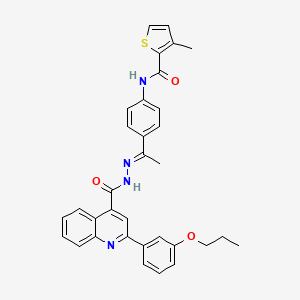 3-methyl-N-[4-(N-{[2-(3-propoxyphenyl)-4-quinolinyl]carbonyl}ethanehydrazonoyl)phenyl]-2-thiophenecarboxamide