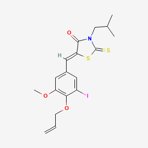 molecular formula C18H20INO3S2 B4777977 5-[4-(allyloxy)-3-iodo-5-methoxybenzylidene]-3-isobutyl-2-thioxo-1,3-thiazolidin-4-one 