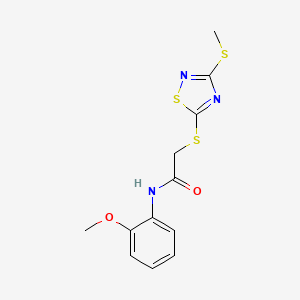 molecular formula C12H13N3O2S3 B4777990 N-(2-methoxyphenyl)-2-{[3-(methylthio)-1,2,4-thiadiazol-5-yl]thio}acetamide 