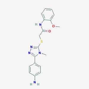molecular formula C18H19N5O2S B477806 2-{[5-(4-aminophenyl)-4-methyl-4H-1,2,4-triazol-3-yl]sulfanyl}-N-(2-methoxyphenyl)acetamide CAS No. 421570-26-5