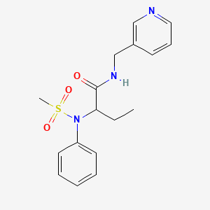 molecular formula C17H21N3O3S B4778063 2-[(methylsulfonyl)(phenyl)amino]-N-(3-pyridinylmethyl)butanamide 