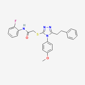 molecular formula C25H23FN4O2S B4778115 N-(2-fluorophenyl)-2-{[4-(4-methoxyphenyl)-5-(2-phenylethyl)-4H-1,2,4-triazol-3-yl]thio}acetamide 