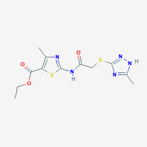 molecular formula C12H15N5O3S2 B4778120 ethyl 4-methyl-2-({[(5-methyl-4H-1,2,4-triazol-3-yl)thio]acetyl}amino)-1,3-thiazole-5-carboxylate 