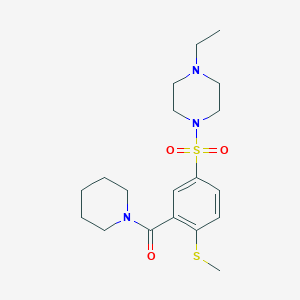molecular formula C19H29N3O3S2 B4778133 1-ethyl-4-{[4-(methylthio)-3-(1-piperidinylcarbonyl)phenyl]sulfonyl}piperazine 