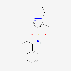 molecular formula C15H21N3O2S B4778141 1-ethyl-5-methyl-N-(1-phenylpropyl)-1H-pyrazole-4-sulfonamide 