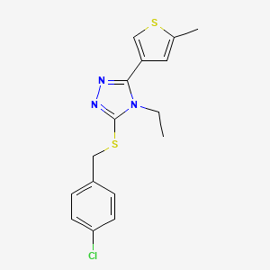 molecular formula C16H16ClN3S2 B4778182 3-[(4-chlorobenzyl)thio]-4-ethyl-5-(5-methyl-3-thienyl)-4H-1,2,4-triazole 