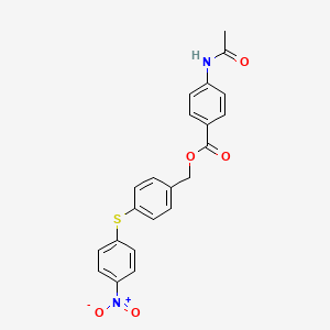 molecular formula C22H18N2O5S B4778216 4-[(4-nitrophenyl)thio]benzyl 4-(acetylamino)benzoate 