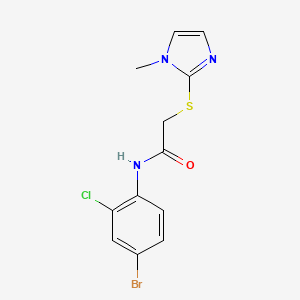 molecular formula C12H11BrClN3OS B4778242 N-(4-bromo-2-chlorophenyl)-2-[(1-methyl-1H-imidazol-2-yl)thio]acetamide 
