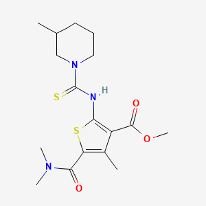 molecular formula C17H25N3O3S2 B4778263 methyl 5-[(dimethylamino)carbonyl]-4-methyl-2-{[(3-methyl-1-piperidinyl)carbonothioyl]amino}-3-thiophenecarboxylate 