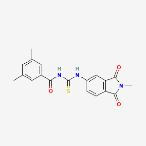 molecular formula C19H17N3O3S B4778271 3,5-dimethyl-N-{[(2-methyl-1,3-dioxo-2,3-dihydro-1H-isoindol-5-yl)amino]carbonothioyl}benzamide 