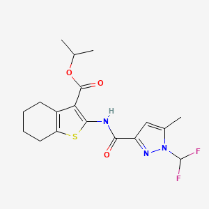 molecular formula C18H21F2N3O3S B4778312 isopropyl 2-({[1-(difluoromethyl)-5-methyl-1H-pyrazol-3-yl]carbonyl}amino)-4,5,6,7-tetrahydro-1-benzothiophene-3-carboxylate 