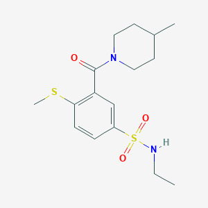 molecular formula C16H24N2O3S2 B4778335 N-ethyl-3-[(4-methyl-1-piperidinyl)carbonyl]-4-(methylthio)benzenesulfonamide 