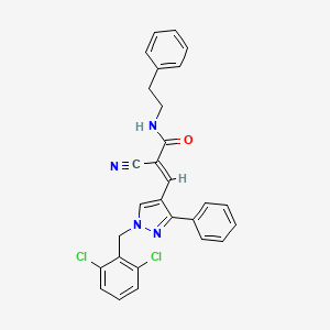 molecular formula C28H22Cl2N4O B4778354 2-cyano-3-[1-(2,6-dichlorobenzyl)-3-phenyl-1H-pyrazol-4-yl]-N-(2-phenylethyl)acrylamide 