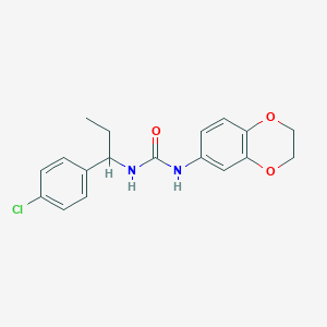 molecular formula C18H19ClN2O3 B4778361 N-[1-(4-chlorophenyl)propyl]-N'-(2,3-dihydro-1,4-benzodioxin-6-yl)urea 