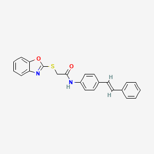 molecular formula C23H18N2O2S B4778449 2-(1,3-benzoxazol-2-ylthio)-N-[4-(2-phenylvinyl)phenyl]acetamide 