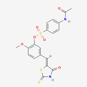 2-methoxy-5-[(4-oxo-2-thioxo-1,3-thiazolidin-5-ylidene)methyl]phenyl 4-(acetylamino)benzenesulfonate