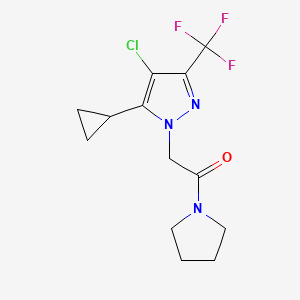 molecular formula C13H15ClF3N3O B4778462 4-chloro-5-cyclopropyl-1-[2-oxo-2-(1-pyrrolidinyl)ethyl]-3-(trifluoromethyl)-1H-pyrazole 