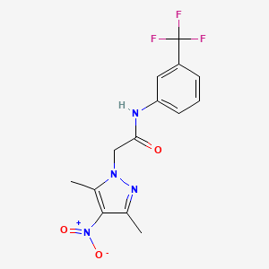 molecular formula C14H13F3N4O3 B4778531 2-(3,5-dimethyl-4-nitro-1H-pyrazol-1-yl)-N-[3-(trifluoromethyl)phenyl]acetamide 